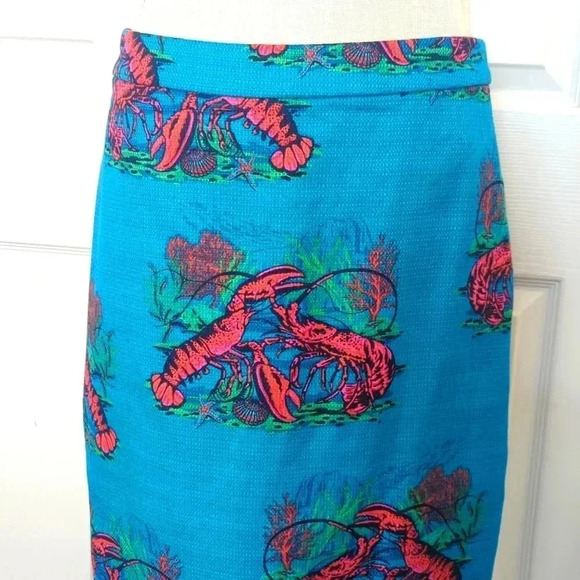 J. Crew Lobster Print Grasscloth Pencil Skirt - Picture 4 of 6